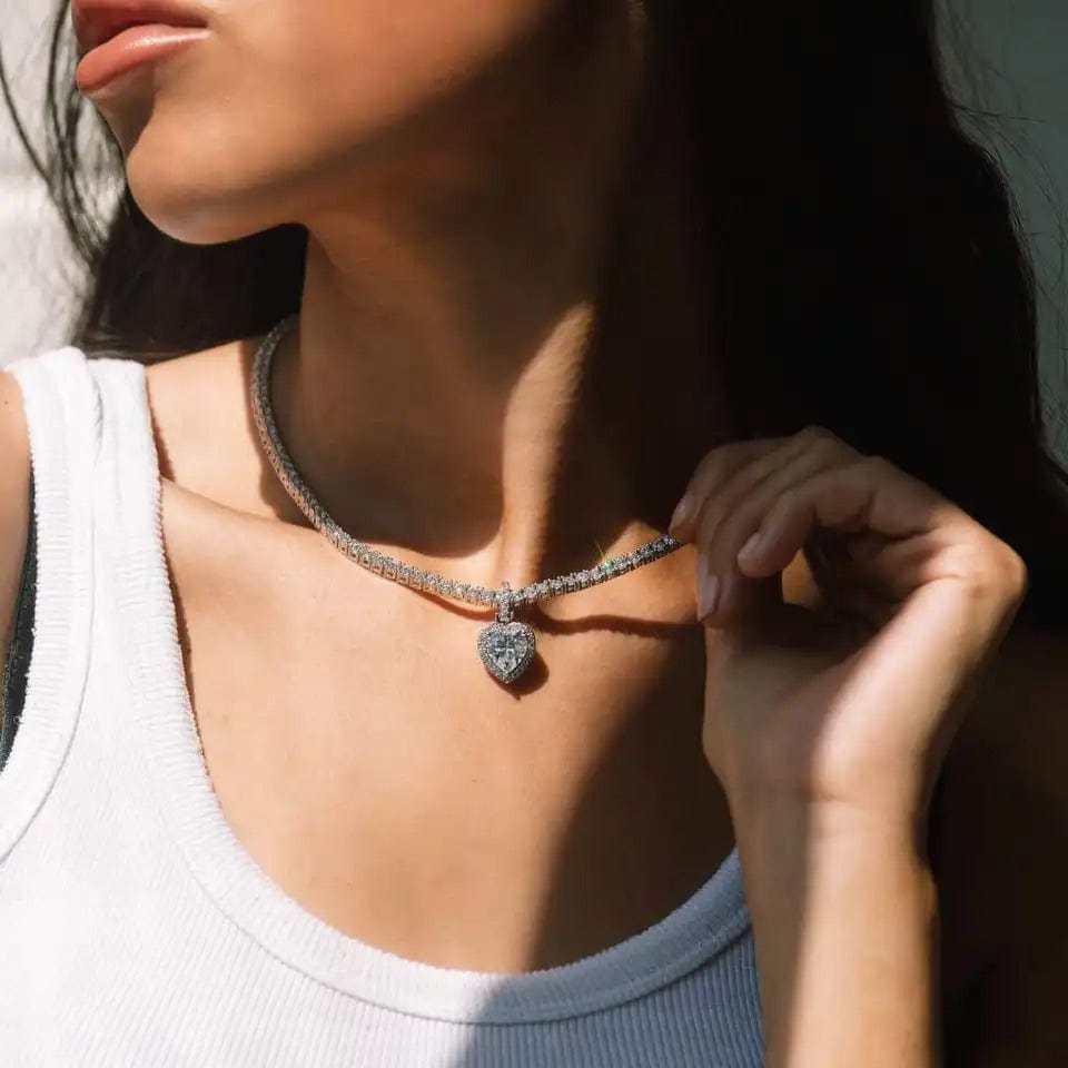 Drice Jewelry | דרייס תכשיטים שרשרת שרשרת לאישה | שרשרת טניס עם תליון לב