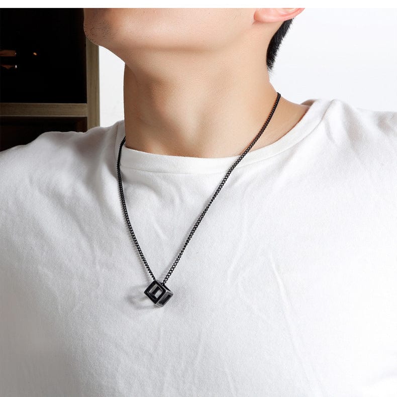 Drice Jewelry | דרייס תכשיטים שרשרת יוקרתית קובייה לגבר - שחור
