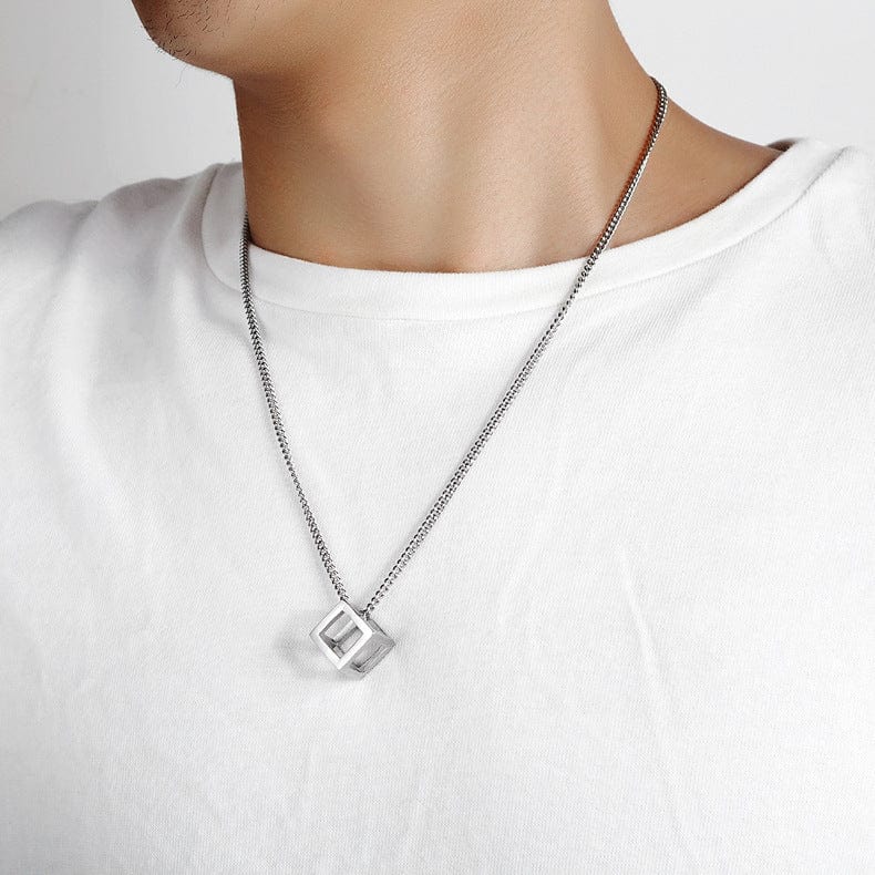 Drice Jewelry | דרייס תכשיטים שרשרת יוקרתית קובייה לגבר - כסף