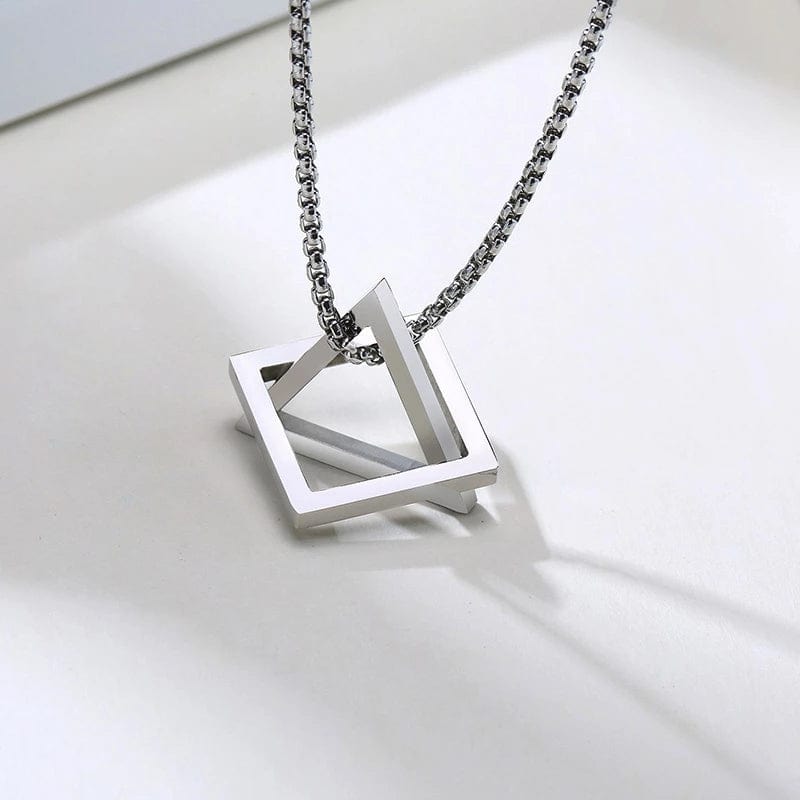 Drice Jewelry | דרייס תכשיטים שרשרת יוקרתית משולש ריבוע לגבר - כסף