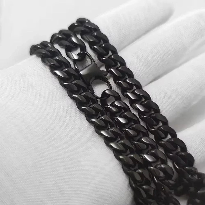 Drice Jewelry | דרייס תכשיטים שרשרת שרשרת חוליות 10 מ"מ לגבר | בצבע שחור