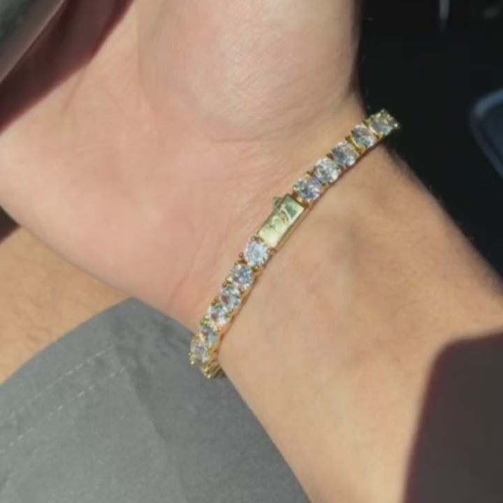 צמיד טניס עבה בציפוי זהב 18K