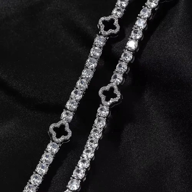 Drice Jewelry | דרייס תכשיטים צמיד לגבר צמיד טניס תלתן Rockstar™ | זהב לבן