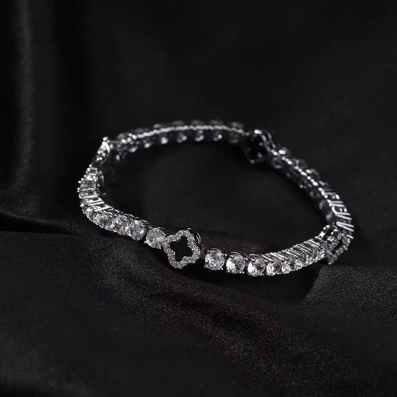 Drice Jewelry | דרייס תכשיטים צמיד לגבר צמיד טניס תלתן Rockstar™ | זהב לבן