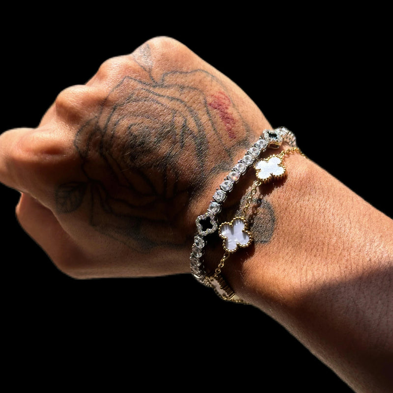 Drice Jewelry | דרייס תכשיטים צמיד לגבר צמיד תלתן | צבע זהב x לבן