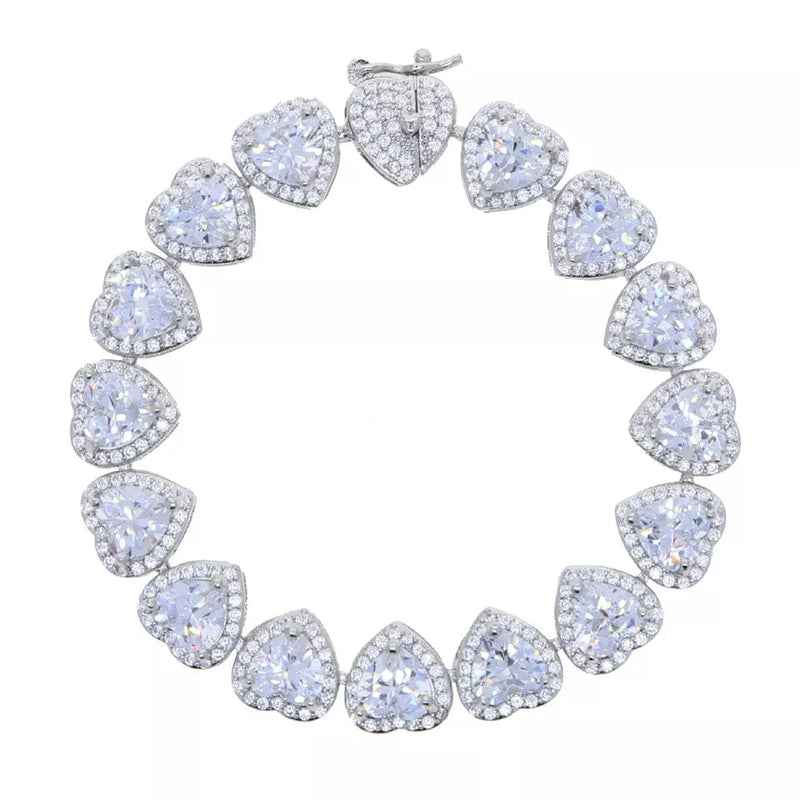 Drice Jewelry | דרייס תכשיטים צמיד לגבר צמיד לב יוקרתי בצבע כסף | צמיד משובץ