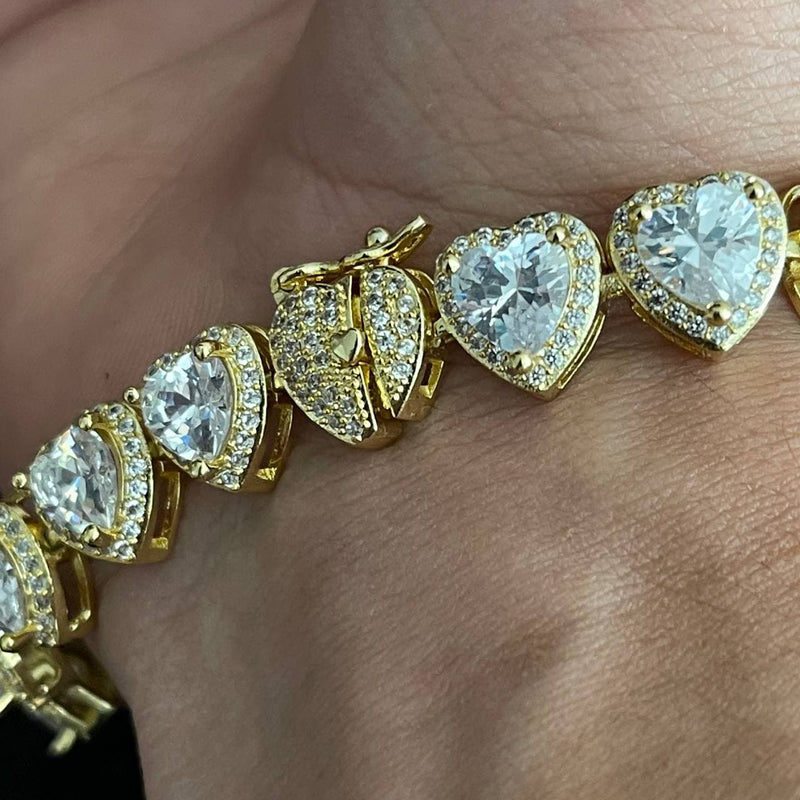 Drice Jewelry | דרייס תכשיטים צמיד לגבר צמיד לב יוקרתי בצבע זהב | צמיד משובץ
