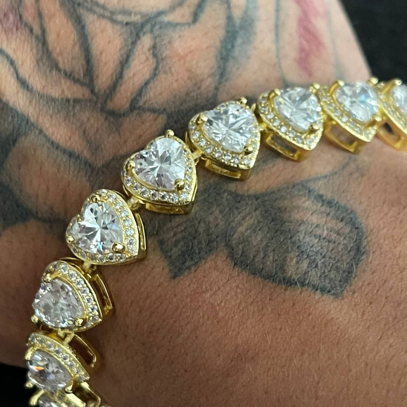 Drice Jewelry | דרייס תכשיטים צמיד לגבר צמיד לב יוקרתי בצבע זהב | צמיד משובץ