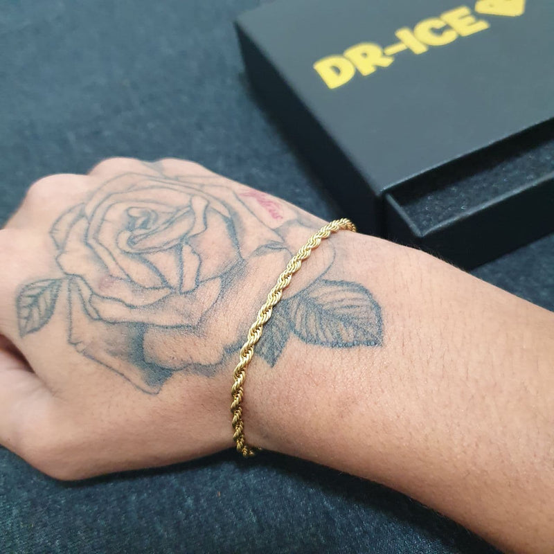 Drice Jewelry | דרייס תכשיטים Jewelry Sets סט תכשיטים לגבר - שרשרת יוקרתית וצמיד יוקרתי חבל - צבע זהב
